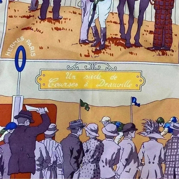 Hermès 'Un Siecle de Courses a Deauville 90' scarf by Hubert de Watrigant - Picture 4 of 6